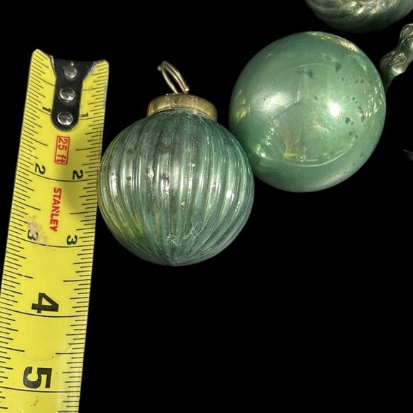 Kugel Style Glass Christmas Ornaments 2.5" Aqua Blue Hobnail Ribbed Lot of 8 - Picture 6 of 7